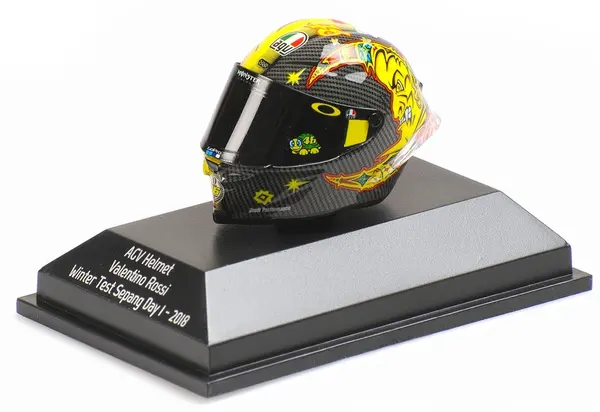 Model de colecție MINICHAMPS - Replica casca lui Valentino Rossi, AGV Helmet, Winter Test Sepang Day 1 2018