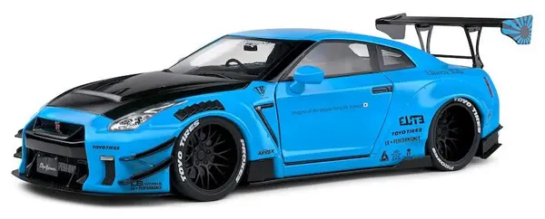 Model de colecție SOLIDO Modern: Mașini - Nissan GT-R (R35) Liberty Walk Body Kit 2 0, Baby Blue, 2024