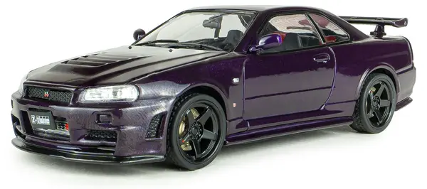 Model de colecție SOLIDO Modern : Mașini - Nissan Skyline GT-R (BNR34) with NISMO Parts, Midnight Purple, 2005