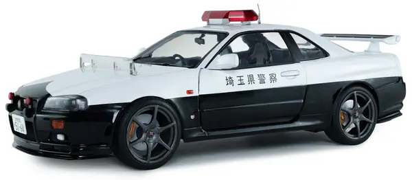 Model de colecție SOLIDO Modern : Mașini - Nissan Skyline GT-R (BNR34) Japanese Police, White, 1999
