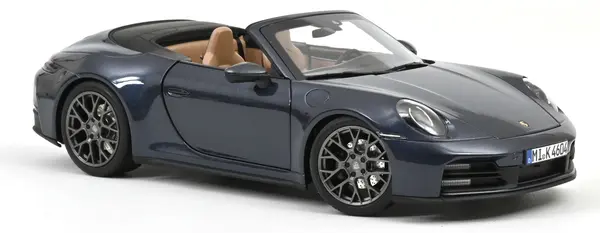 Model de colecționar NOREV Modern: Mașini - Porsche 911 Carrera Cabriolet 2025 Yachting Blue Metallic