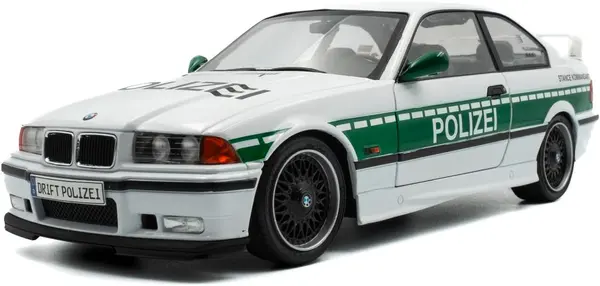Model de colecționar SOLIDO Modern: Mașini -BMW E36 M3 Coupe SOLIDO Works Drift Police (White) (1991)