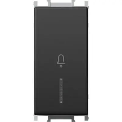 Modul Buton cu LED Simplu 1M 16A IP20 Negru, TEM Modul TEM-SM11SBIN01-U