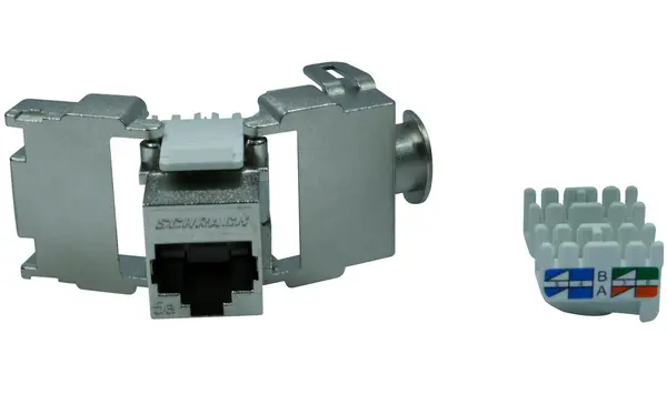 Modul de tip Keystone cu port Rj-45 CAT 5E Ecranat, pentru cabluri AWG 24 si AWG22, Sertizabil, Schrack HSEMRJ5GWS
