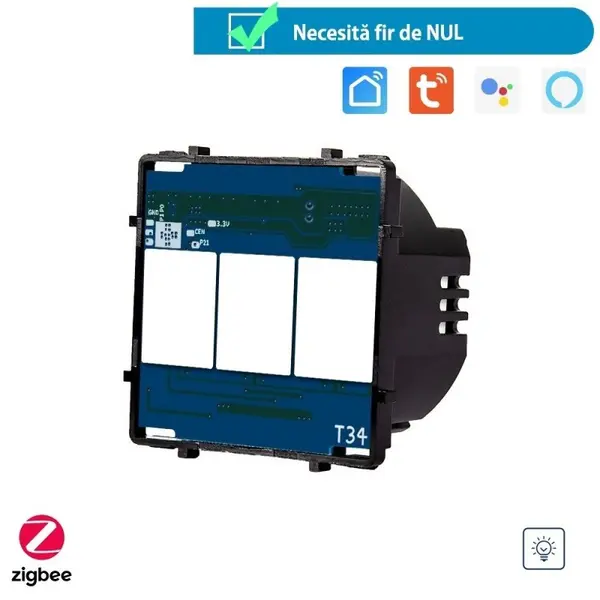 Modul intrerupator tactil simplu cu variator protocol Zigbee