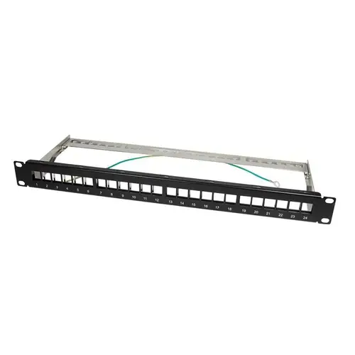 Modul pentru panou de conexiuni cu protectie, 24 porturi 1U, Negru