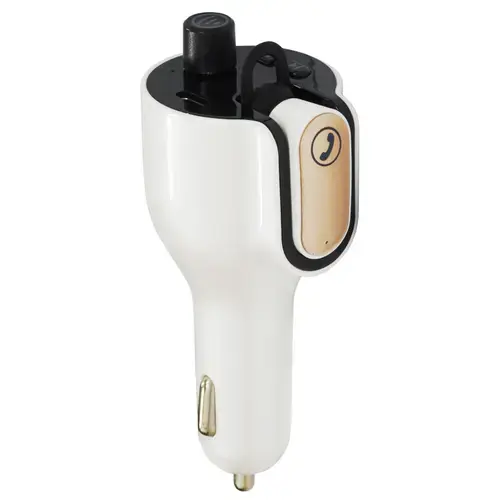 Modulator auto FM Spacer, Bluetooth 5.0, 1 x USB Type-C QC3.0, 1 x USB ,5V/3.1A, casca detasabila 30mAh, port muzica USB, microSD, Alb