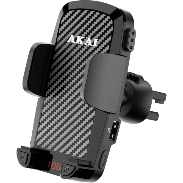 Modulator FM Akai FMT-C14BT tip suport de telefon, Bluetooth, USB, Negru
