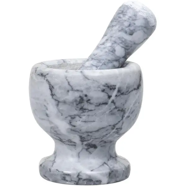 Mojar cu Pistil, Diametru 10 cm, Inaltime 10.5 cm, din Marmura, Gri