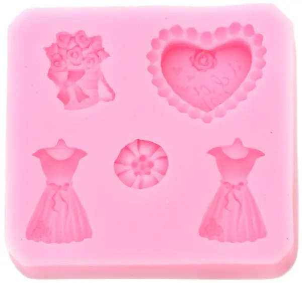 Mold din silicon (calup) Em Art - Rochii și inimă, 78 x 72 x 16 mm