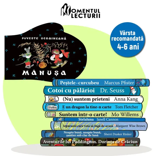 Momentul Lecturii 10 cărți ilustrate pentru 4-6 ani. Pachetul 1. Mănușa