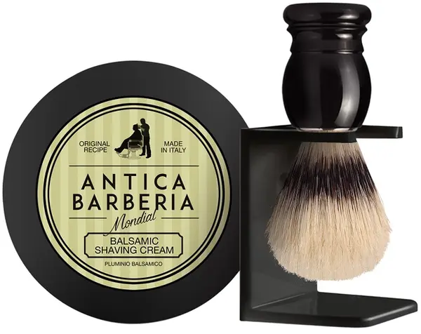 Mondial 1908 Antica Barberia Set - Balsam cremă de ras, 125 ml + Perie și suport