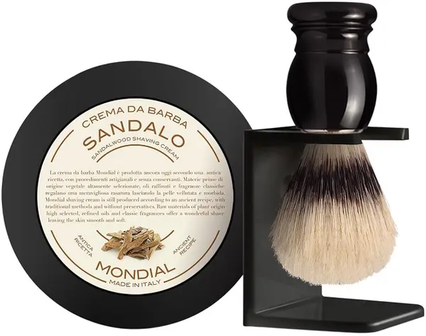 Mondial 1908 Antica Barberia Set – Cremă de ras Sandalwood, 125 ml + Perie și suport