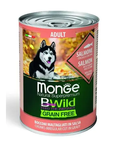 MONGE BWild Grain Free hrană umedă pentru câini, cu somon 400g