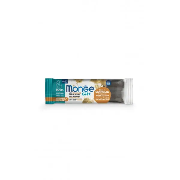 MONGE Gift Immunity Support Meat Bars with Nucleotides, XS-XL, Iepure, punguță recompense funcționale fără cereale câini, imunitate, 40g