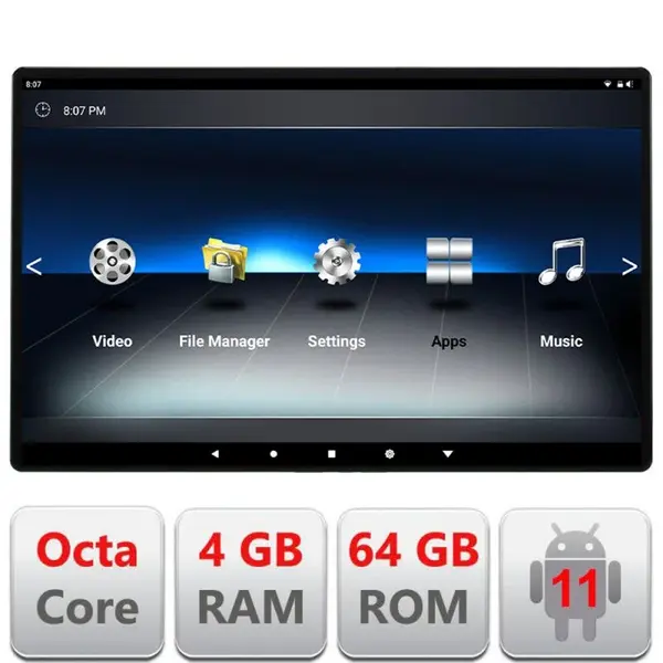 Monitor 10.1 Android 11 pentru tetiera Ecran IPS tactil HD Video Music TV Player Intrare HDMI WiFi