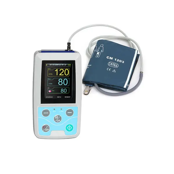 Monitor ambulatoriu de tensiune arteriala Contec ABPM50, de tip NIBP Holter, inregistrare 24 de ore, pana la 350 de grupuri de date NIBP, afisaj color TFT, functie gestionare alarme, manseta 25-35 cm