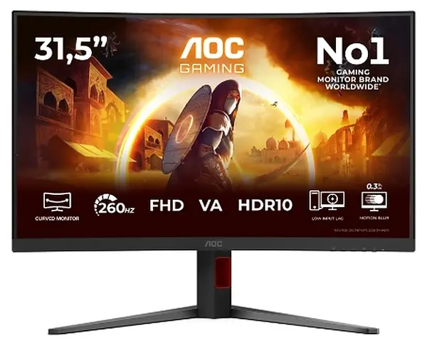 Monitor de gaming AOC - G4 C32G4Z, 31.5'', 260Hz, 0.3ms, VA, Curved