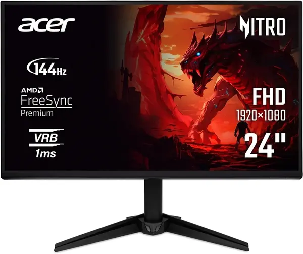 Monitor gaming Acer - Nitro QG241YP6bmipx, 23.8'', 144Hz, 1ms, FreeSync