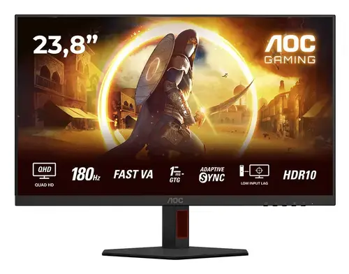 Monitor Gaming Fast IPS LED AOC 23.8inch Q24G4RE, QHD (2560 x 1440), HDMI, DisplayPort, 180 Hz, 0.5 ms (Negru)