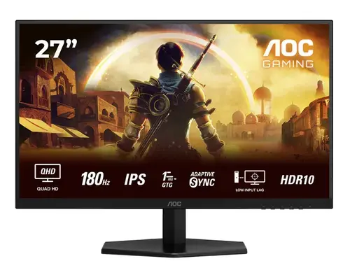 Monitor Gaming Fast IPS LED AOC 27inch Q27G42XE, QHD (2560 x 1440), HDMI, DisplayPort, Boxe, 180 Hz, 1 ms (Negru)