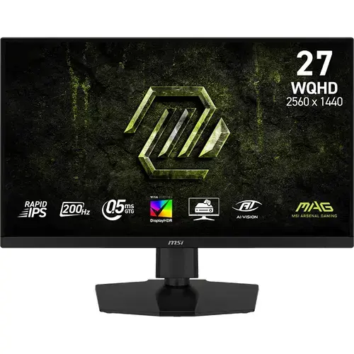 Monitor Gaming Fast IPS LED MSI MAG 274QPF E20, 27inch, WQHD (2560 x 1440), 200Hz, 0.5ms GtG, AMD FreeSync™ Premium, VESA DisplayHDR 400, HDMI, DisplayPort, Pivot (Negru)