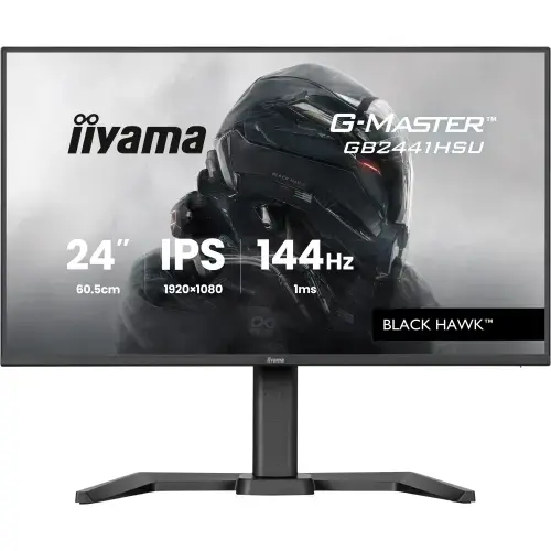 Monitor Gaming IPS Iiyama 23.8inch GB2441HSU-B1, FulL HD (1920 x 1080), HDMI, DisplayPort, Boxe, Pivot, 144 Hz, 1 ms (Negru)