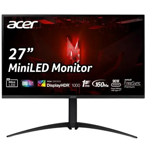 Monitor Gaming IPS LED Acer Nitro XV275KP3b, UHD (3840 x 2160), HDMI, DisplayPort, Pivot, 160 Hz, 2 ms (Negru)