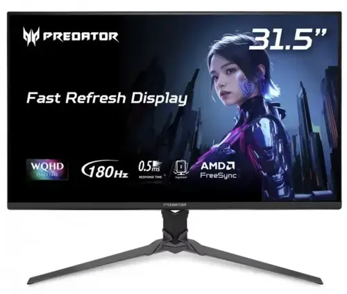 Monitor Gaming IPS LED Acer Predator 31.5inch XB323QUPbmiiprx, QHD (2560 × 1440), HDMI, DisplayPort, Boxe, 180 Hz, 0.5 ms (Negru)