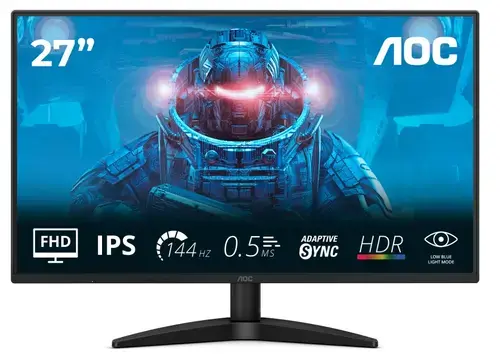 Monitor Gaming IPS LED AOC 27inch 27B36X, Full HD (1920 x 1080), HDMI, DisplayPort, 144 Hz, 4 ms (Negru)