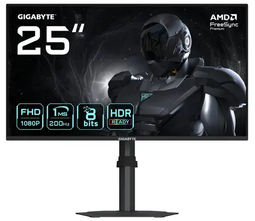 Monitor Gaming IPS LED GIGABYTE 24.5inch G25F2, Full HD (1920 x 1080), HDMI, DisplayPort, Boxe, Pivot, 200 Hz, 1 ms (Negru)