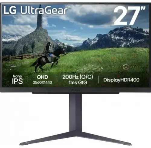 Monitor Gaming IPS LED LG 27inch 27GS85QX-B, QHD (2560 x 1440), HDMI, DisplayPort, Pivot, 200 Hz, 1 ms (Negru)