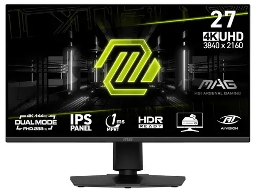 Monitor Gaming IPS LED MSI 27inch MAG 275UPD E14, UHD (3840 x 2160), HDMI, DisplayPort, Boxe, Pivot, 144 Hz, 1 ms (Negru)
