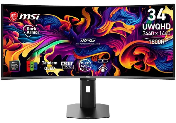 Monitor gaming MSI - MPG 341CQR QD-OLED X36, 34'', 360Hz, 0.03ms, Curbat