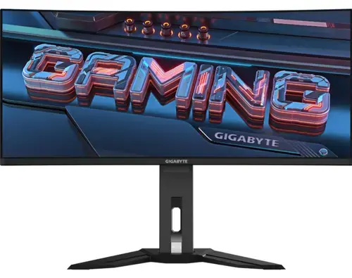 Monitor Gaming OLED Gigabyte 34inch MO34WQC2, WQHD (3440 x 1440), HDMI, DisplayPort, Boxe, Ecran curbat, 240 Hz, 0.03 ms (Negru)