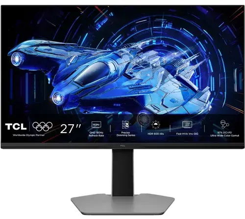 Monitor Gaming QD-Mini LED TCL 27inch 27G64, QHD (2560x1440), HDMI, DisplayPort, Pivot, 180 Hz, 1 ms (Negru/Gri)