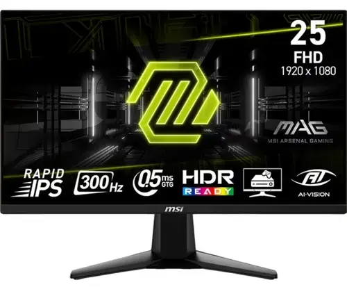 Monitor Gaming Rapid IPS LED MSI 24.5inch MAG 255XF, Full HD (1920 x 1080), HDMI, DisplayPort, 300 Hz, 0.5 ms (Negru)