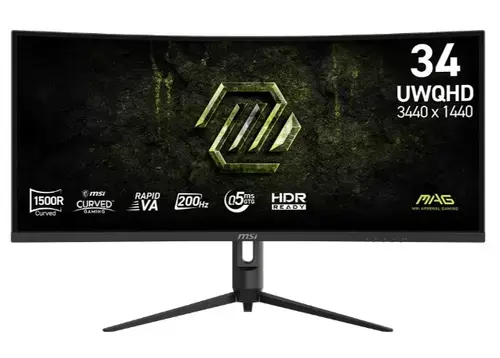 Monitor Gaming Rapid VA LED MSI 34inch MAG 342CQRF E20, UWQHD (3440 X 1440), HDMI, DisplayPort, Ecran curbat, 200 Hz, 0.5 ms (Negru)