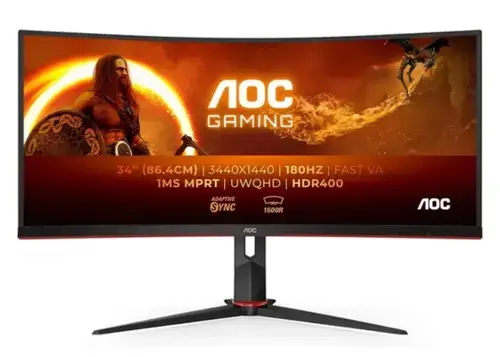 Monitor Gaming VA LED AOC 34inch CU34G2XP/BK, UWQHD (3440x1440), HDMI, DisplayPort, Ecran curbat, 180 Hz, 1 ms (Negru)