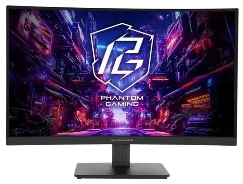 Monitor Gaming VA LED ASRock 27inch PG27QRT1B, QHD (2560 x 1440), HDMI, DisplayPort, Boxe, Ecran curbat, 180 Hz, 1 ms (Negru)