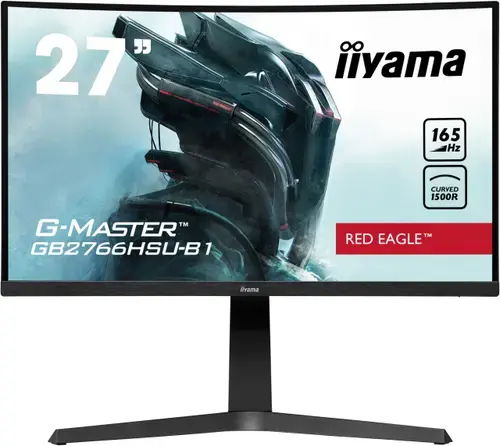 Monitor Gaming VA LED iiyama G-MASTER 27inch GB2766HSU-B1, Full HD (1920 x 1080), HDMI, DisplayPort, AMD FreeSync Premium, Ecran Curbat, Boxe, 165 Hz, 1 ms (Negru)