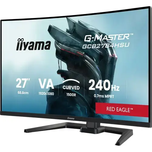 Monitor Gaming VA LED Iiyama G-Master 27inch GCB2784HSU-B1, Full HD (1920 x 1080), HDMI, DisplayPort, Ecran curbat, Boxe, Pivot, 240 Hz, 0.7 ms (Negru)