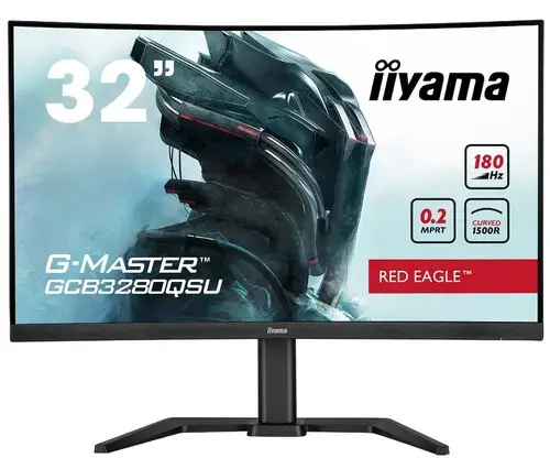 Monitor Gaming VA LED iiyama G-Master 31.5inch GCB3280QSU-B2 Red Eagle, WQHD(2560 x 1440), HDMI, DisplayPort, Ecran curbat, Boxe, 180 Hz, 0.2 ms (Negru)