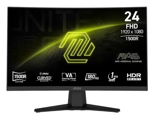 Monitor Gaming VA LED MSI 23.6inch MAG 244C, Full HD (1920 x 1080), HDMI, DisplayPort, Ecran curbat, 180 Hz, 1 ms (Negru)
