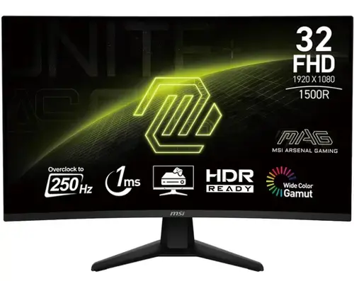 Monitor Gaming VA LED MSI 31.5inch MAG 32C6X, Full HD (1920 x 1080), HDMI, DisplayPort, Ecran curbat, 250 Hz, 1 ms (Negru)