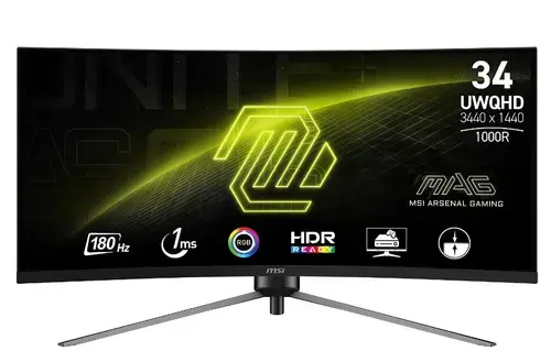 Monitor Gaming VA LED MSI MAG 34inch 345CQR, UWQHD (3440x1440), HDMI, DisplayPort, Ecran curbat, 180 Hz, 1 ms (Negru)