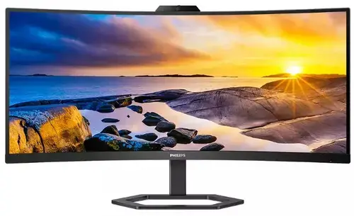 Monitor Gaming VA LED Philips 34inch 34E1C5600HE, WQHD (3440 x 1440), HDMI, DisplayPort, AMD FreeSync, Ecran Curbat, Pivot, Boxe, 100 Hz, 1 ms (Negru)