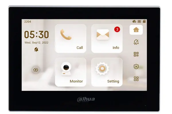 Monitor interior videointerfon IP Dahua VTH2621G-P, aparent, ecran 7 inch TFT, Audio bidirectional, Alarma, PoE, negru