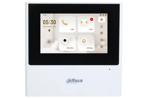 Monitor interior videointerfon IP, Wi-Fi Dahua VTH2611L-WP, ecran tactil 4.3 inch, audio bidirectional, PoE, 1x RJ45, carcasa ABS