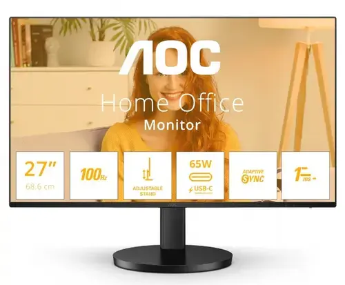 Monitor IPS LED AOC 27inch Q27B3CF2, QHD (2560 x 1440), HDMI, Boxe, 100 Hz, 1 ms (Negru)